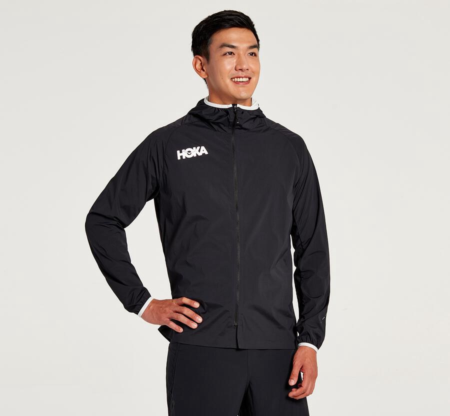 Hoka One One Full-Zip Wind - Men Jackets - Black,Australia PVR-931087